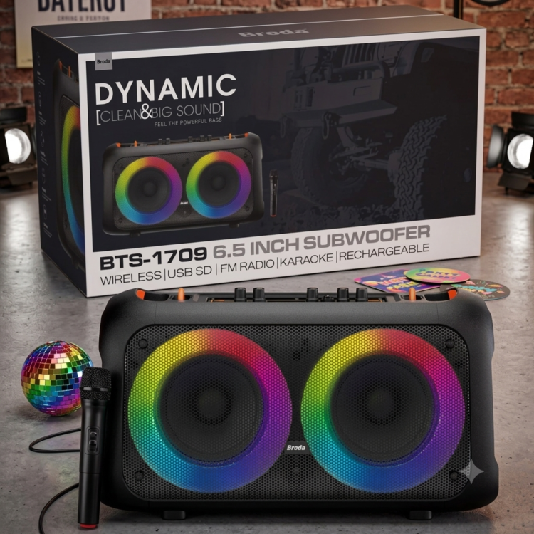 اسپیکر بلوتوثی قابل حمل مدل BTS-1709 به همراه میکروفون بی سیم