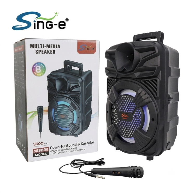 اسپیکر بلوتوثی سینگ ای مدل ZQS805 SING-E همراه میکروفون و ریموت